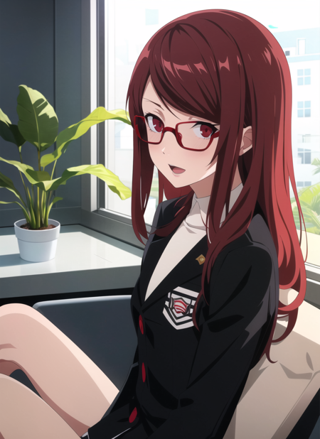 3978521615-3536460449-persona5 anime style,  portrait of dskasumi,  yoshizawa kasumi, 1girl, backlighting, black-framed eyewear, black jacket, blush,.png